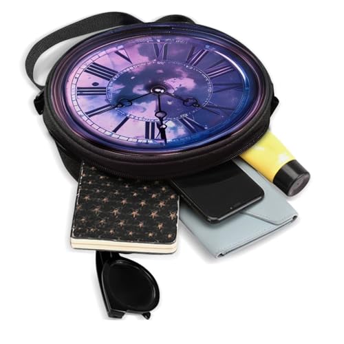 Image of Women Novelty Round Clock Shape Zippered Clock Purses for Women Tote Handbag Shoulder Bag, Gift for Mom Girlfriend
