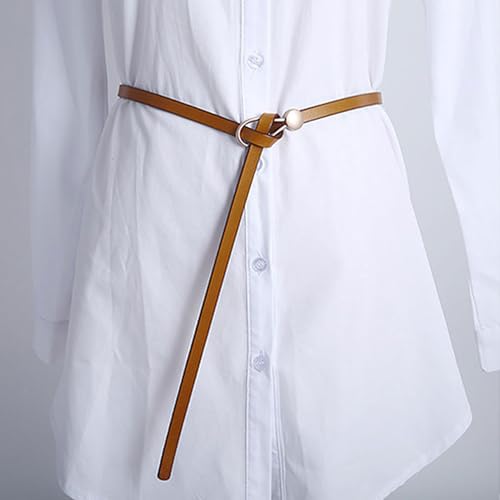 Women's Leather Belt Dress Belt Fashion Skinny Belt Tie A Knot Leather Waist Belt Knotted Decorative Belt4