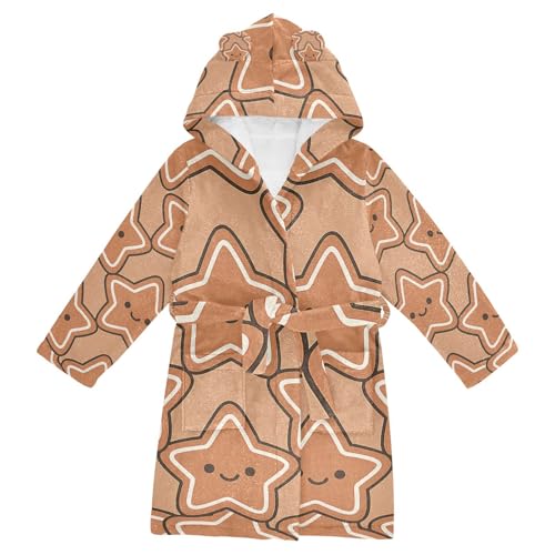 Gingerbread Star Seamless Pattern Girls Robe With Hood Robe For Girls
