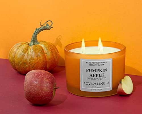 Pumpkin Apple Candle | Fall Candles | Luxury Soy & Beeswax Candles For Home | 16 Oz. Large Jar 3 Wick Candle | Thanksgiving Candle | Fall Scented Candle | Autumn Candles #TOP5