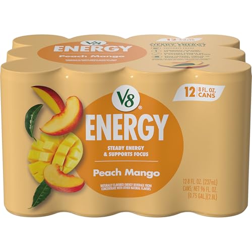 Image of V8 Energy Peach Mango Energy Drink, 8 fl oz Can (12 Pack)