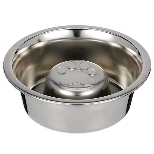 Palz&Co Stainless Steel Platinum Embossed Dog Bowl with Non Slip, No Spill Bottom - Food & Water Dish for Dog, Cat, Small Animals, Dishwasher Safe (Small 16 oz)