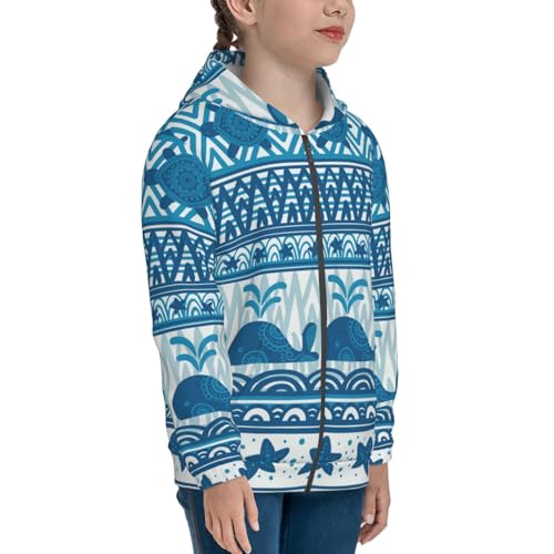 Sea Underwater Animals Kids Pullover Hoodies Boys Zip Up Sweatshirts Girls Athletic Clothes with Pocket4