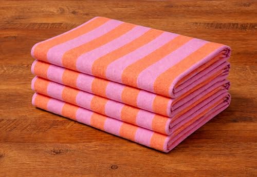 Image of Cotton Kitchen Hand and Lunch Towels - Solid Colors, Super Absorbent, 100% Cotton, Quick Dry, Multipurpose Dish Cloths for Home & Restaurant Use (Pack of 4, 18 X 24 Inches) Pink
