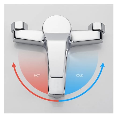 Robinet mitigeur mural à double bec avec jet fluide eau chaude et froide pour vasque