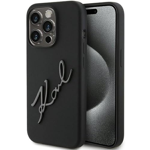 KARL LAGERFELD KLHCP15LSKSBMCK Coque pour iPhone 15 Pro 6,1" Noir Hardcase Silicone Karl Script