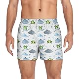 Dallonan Men's Boxer Shorts Men's Underwear Briefs Casual Boxer Breathable Sport Soft Watercolor Small Frogs Large