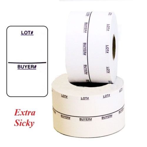 Roll of 1000 EXTRA STICKY auction labels 1 by 2 inches Buyer & Lot Number Stickers