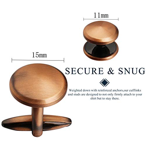 Hawson Cufflink And Studs Tuxedo Set Rose Gold Silver Black And Gold Color With Platinum Finish Two Cufflinks With Six Shirt Studs In Stylish Velvet Gift Bag (Anti-Copper) #TOP3