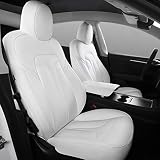 Xipoo Fit Tesla Model Y Seat Cover Nappa Leather Car Seat Covers Fully Wrapped Seat Protector Fit fo