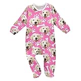 IHCVHQX Personalized Face Baby One-Piece Footies Hot Pink Pet Paw Bone Custom Unisex Footed Pajamas Sleeper 9 Months
