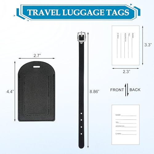 BlingKingdom 4 PCS Luggage Tags PU Leather Luggage Label Suitcase ID Tags for Travel Accessories (4 Colors)4