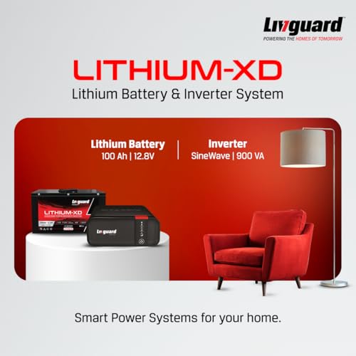 Image of Livguard Lithium XD Combo - 900VA Pure Sine Wave Inverter with 100Ah Li-ion Battery | 2X Fast Charging | 36 Months Warranty