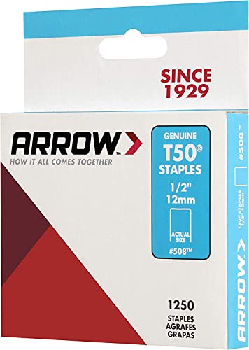 Arrow 508 Heavy Duty T50 1/2-Inch Staples For Upholstery, Construction, Furniture, Crafts, 1250-Pack #TOP5