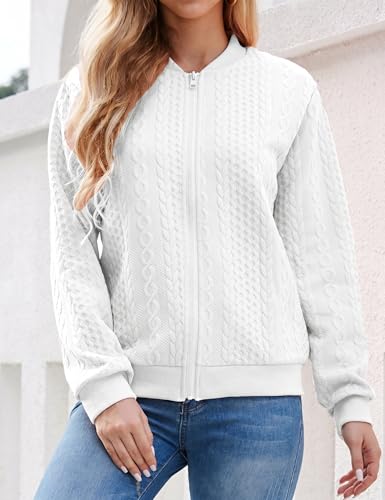 Image of Larmliss Women's Zip Up Cardigan Sweater Hoodies Long Sleeve Jacket Crewneck Casual Outerwear Spring Fall Trendy Coat Outfits