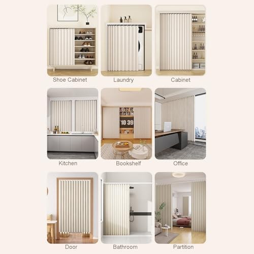 Self-Adhesive Sliding Rail Hanging Cabinet Shelves Cover, Dustproof Privacy for Kitchens, Open Wardrobes, Bookshelves & Pantries - 100cm Wide