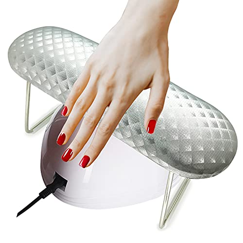 Nail Pillow Hand Rest, Soft Microfiber Leather Manicure Hand Pillow Wolinspring Professional Nail Rest Cushion Nail Art Stand Table Desk Station For Nail Technician Use(Gray Silver) #TOP4