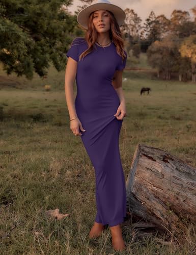 Image of LOMON Women Fishtail Hem Ribbed Maxi Dresses Summer Casual Stylish Y2k Sexy Fitted Lady Elegant Cotton Soft Lounge Dress