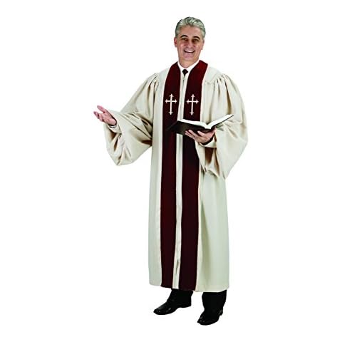 Catholic Factory Outlet Burgundy Cambridge Pulpit Robe with Ivory Crosses Cover