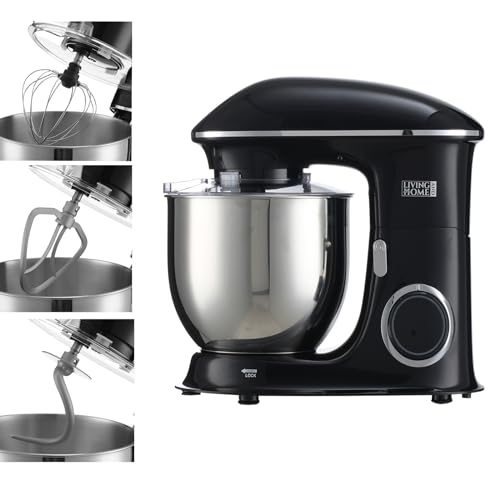 Warmiehomy Stand Mixer 1400W 7L Food Mixers for Baking, Electric Kitchen Mixers Dough Mixer Cake Mixer with Stainless Steel Bowl, Beater, Dough Hook, Whisk for Baking, Black