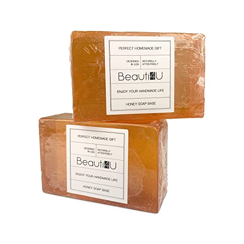 BEAUTI4U 2LB Honey Soap Base - Goat Milk Soap Making Supplies with Soap Making Kit - Melt and Pour Soap Base - Melt and Pour Soap Kit - Soap Making Supplies Kit - Organic Soap Base for Soap Making