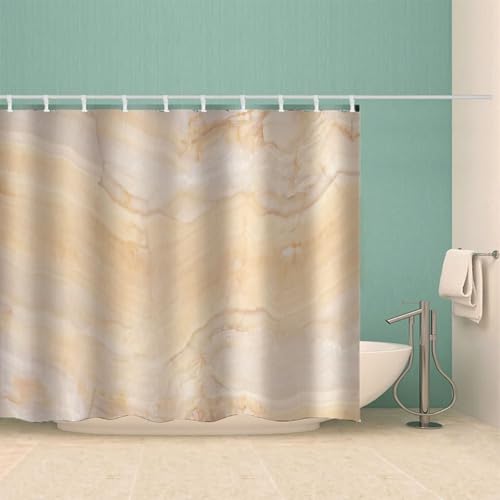 Rideau de douche en polyester textile beige avec anneaux pour douche - 4
