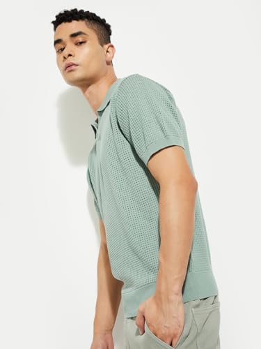 Image of Max Men Cotton URB N Knit Oversized Polo T-Shirt