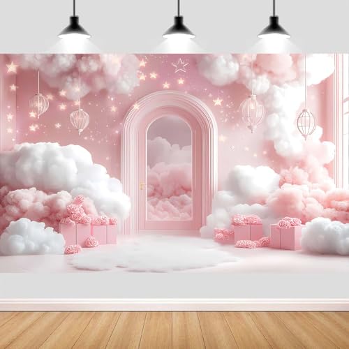 Fondo fotográfico rosa 7x5ft para recién nacido y fiesta miniatura 1
