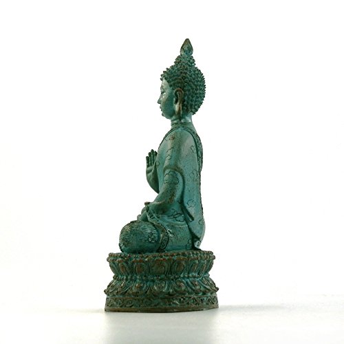 Estatua buda sentado de resina verde 6.7 in miniatura 3