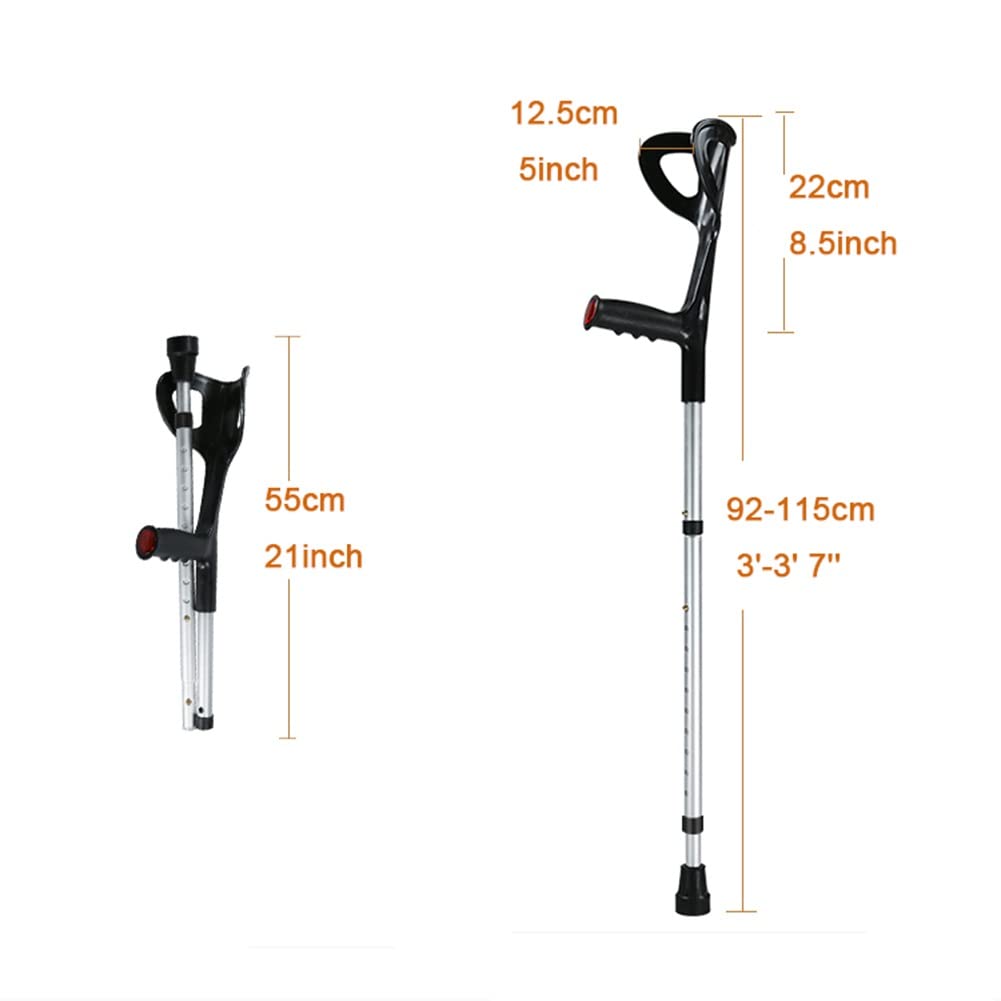 ADITAM Muletas de antebrazo Plegables, Bastones Ajustables livianos para Adultos, diseño ergonómico con Tapa Antideslizante para los pies, adecuadas para una Altura de 140-190 cm/4' 5''-6'