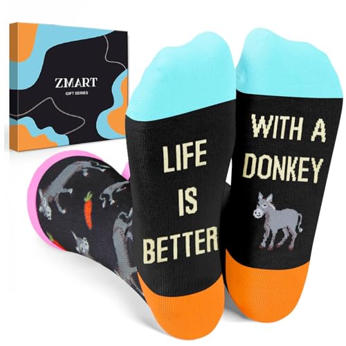 Zmart Hilarious Donkey Gifts - Donkey Socks Silly Farm Animal Socks, Novelty Gag Gifts Teens
