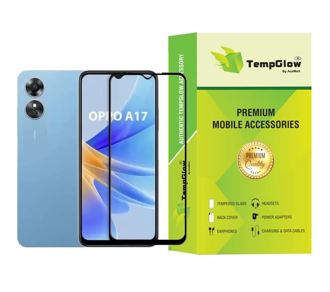 Image of Screen Protector for Oppo A17 (Black) Tempered Glass Edge-to-Edge 6D Screen Guard With Installation Kit