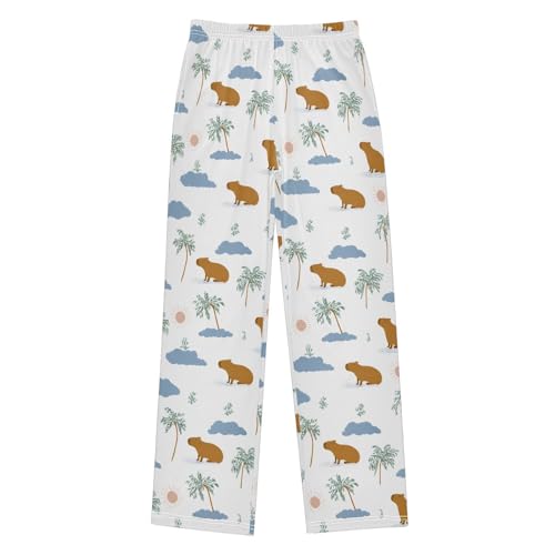 ALAZA Capybara Palm Tree Sun Cloud Pajama Lounge Pants Long Sleep Pajama Bottoms with Pockets