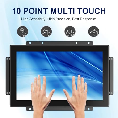 Image of FHD Industrial Touch Monitor, 13.3 Inch Open Frame Touch Screen Display, 10-Point Capacitive Touch Monitor, VESA & Open-Frame Bracket Mounting for Kiosk and Mounting