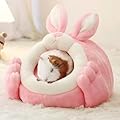 JanYoo Guinea Pig Bed Small Animal House Guinea Pig Hideout Warm Nest Cave Cozy Pet Cave Bed Accessories for Hamsters Hedgehogs Ferrets Bearded Dragons and Rats (Pink,S)