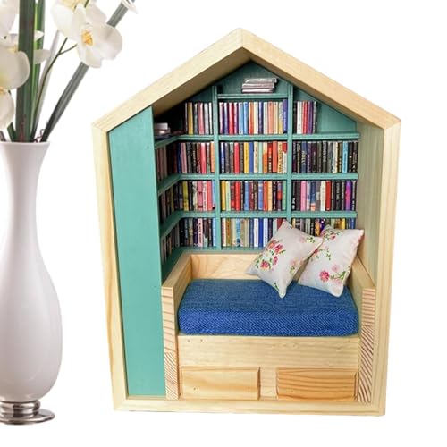 Maison de livres en bois miniature pour créer un coin lecture