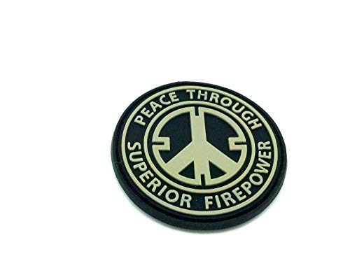 Peace Through Superior Firepower PVC Airsoft Paintball Patch Black