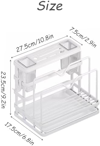 Kitchen Flatware Organizer with Cutting Board & Towel Rack, Space-Saving Utensil Holder for Forks, Spoons, Knives, and Chopsticks - Green Countertop Storage Solution