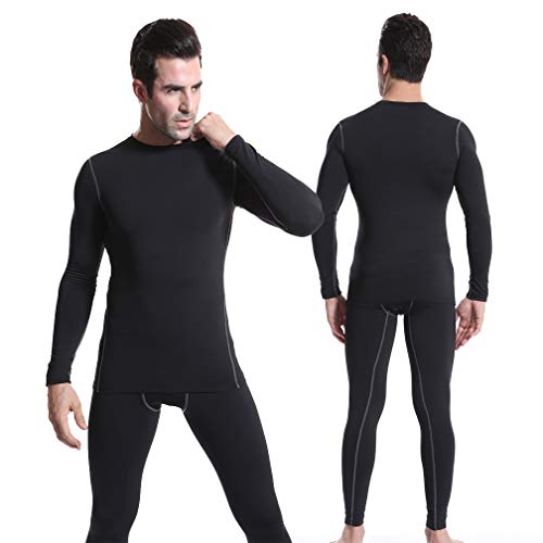 Tesuwel Men's Thermal Underwear Long Johns Set Compression Base Layer Shirts Pants with Fleece Lined 2 Pcs