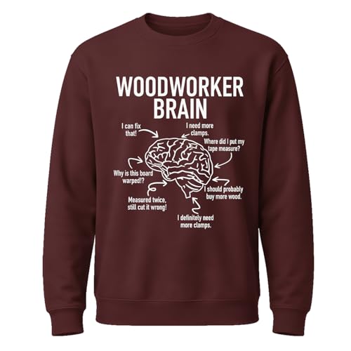 Nusyouc Mens Woodworker Brain Sweatshirt & Hoodie Funny Woodworking Carpenter Workshop Long Sleeve Shirts