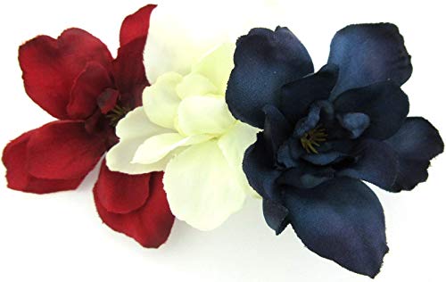 Triple Red White Blue Apple Blossom Silk Flower Hair Clip With Teeth #TOP4