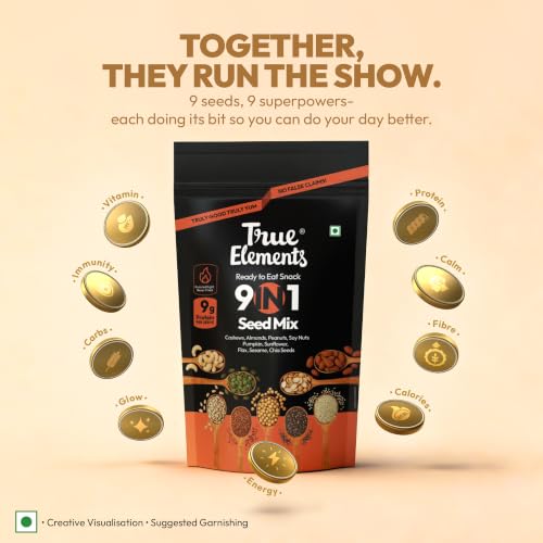 Image of True Elements Seeds Mix - 9 in 1 Mixed Seeds 500g | Seed Mix for Eating | Healthy Snacks | Diet Food | Diet Snacks