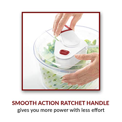 Valore Large Salad Spinner With Serving Bowl And Lid - Effortless Spinning - Lettuce Spinner, Fruit And Vegetable Washer Dryer - Easy To Clean Kitchen Essential, Red And White #TOP2