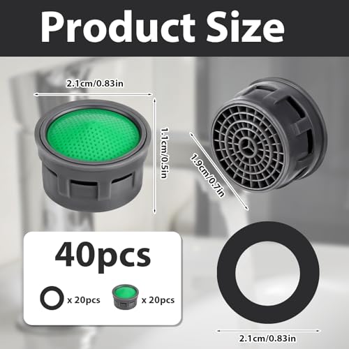 Amabro 20 Stück Wasserhahnbelüfter, Wasserhahn Sieb Einsatz Durchflussbegrenzerfilter Strahlregler Mischdüse Luftsprudler für Badezimmer oder Küche