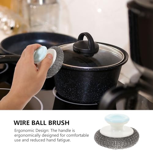 Image of Ergonomic Kitchen Scrubber Brush with Handle Heavy-Duty Dish Cleaning Brush for Pots and Pans Dish Washing Tool for Random Color