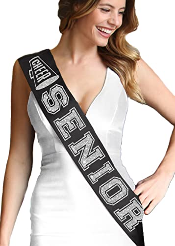 RhinestoneSash Senior Sash Cheer Black - PREMIUM GRADE SATIN Sashes - Cheer Squad Supplies2
