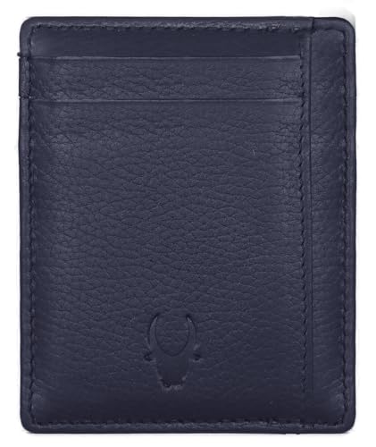 Image of WildHorn Leather Card Holder for Men & Women (Navy Blue)