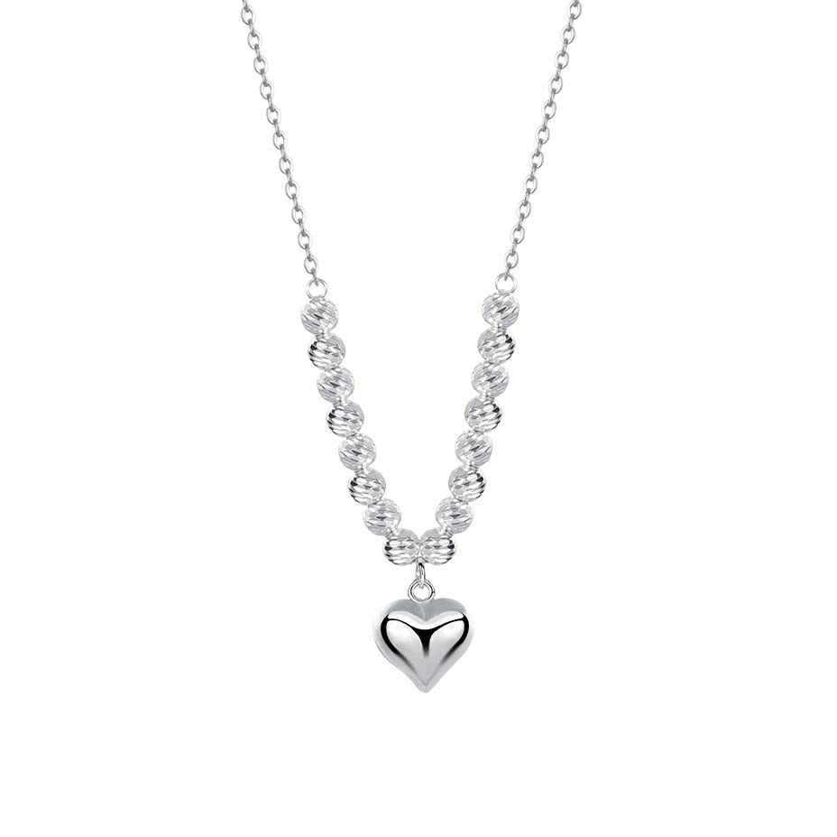 Collier cœur argent S925 anti-allergie ras de cou perles légères qui ne noircit pas - 4
