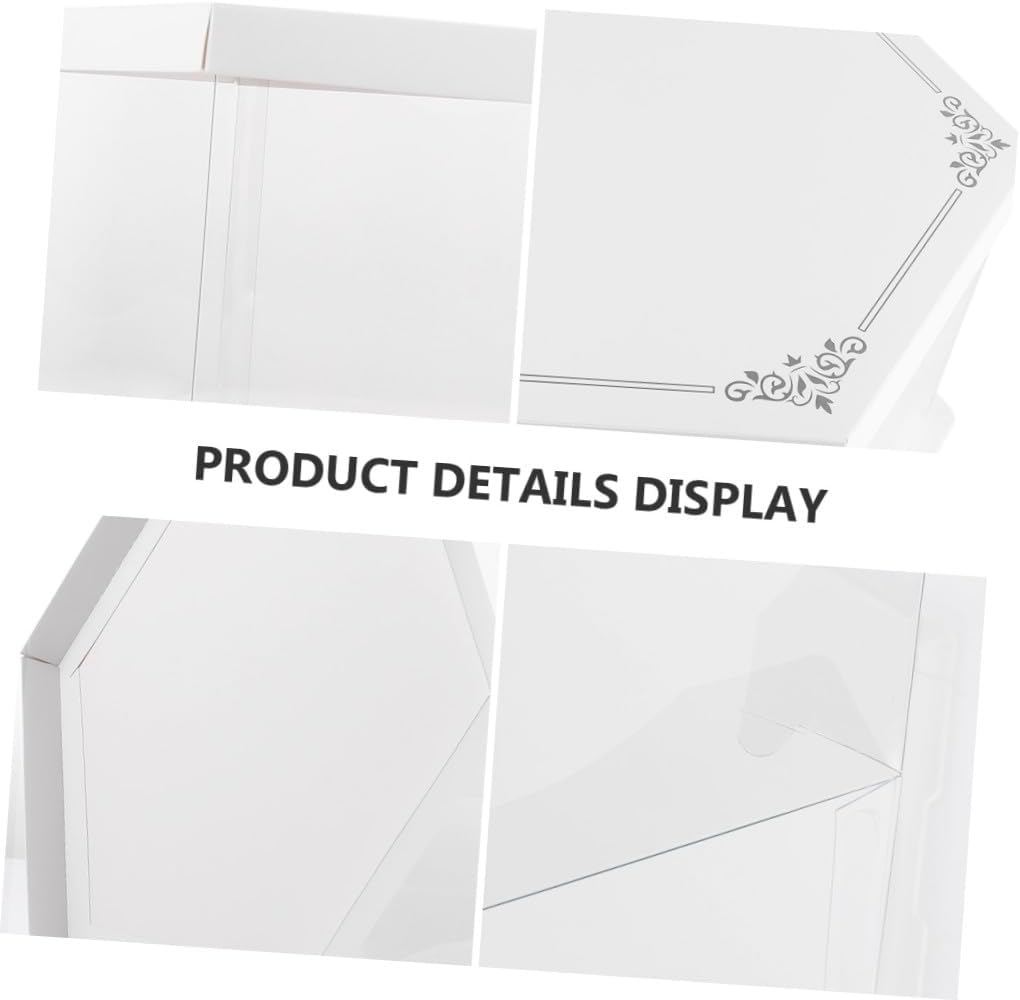 Hexagonal Cake Packaging Box 10-inch Single Layer White Lace Lid Food Storage Carrier for Birthday Party Cake Case
