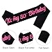 FSJJLLU ‘It's My 50th Birthday' Sash Black with Foil Pink Letters-Queen of the Party - One Size Fits All - Perfect for 50th Birthday